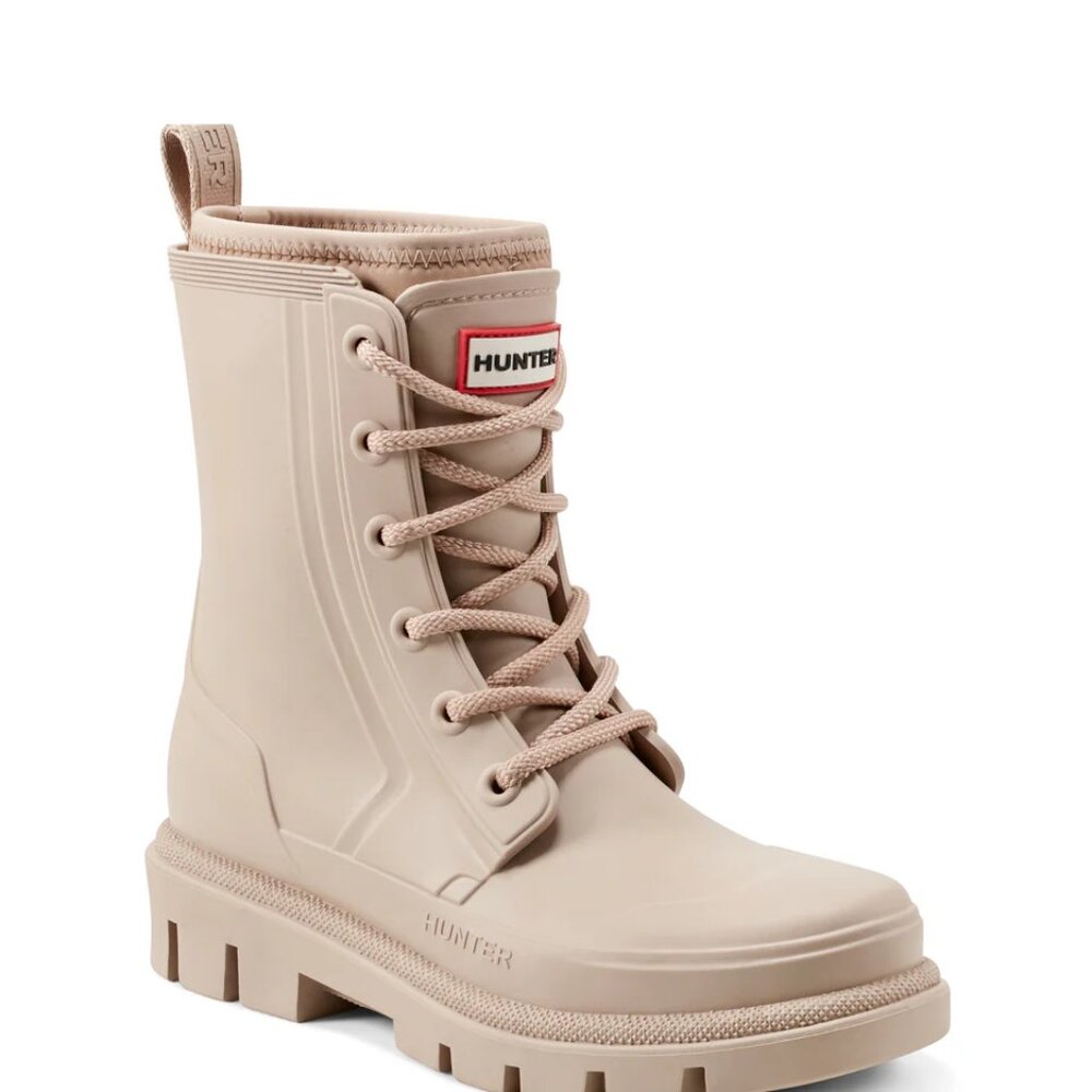 Hunter Women's Diana Waterproof Lace-Up Rain Boots in Medium Natural - Picture 5 of 12